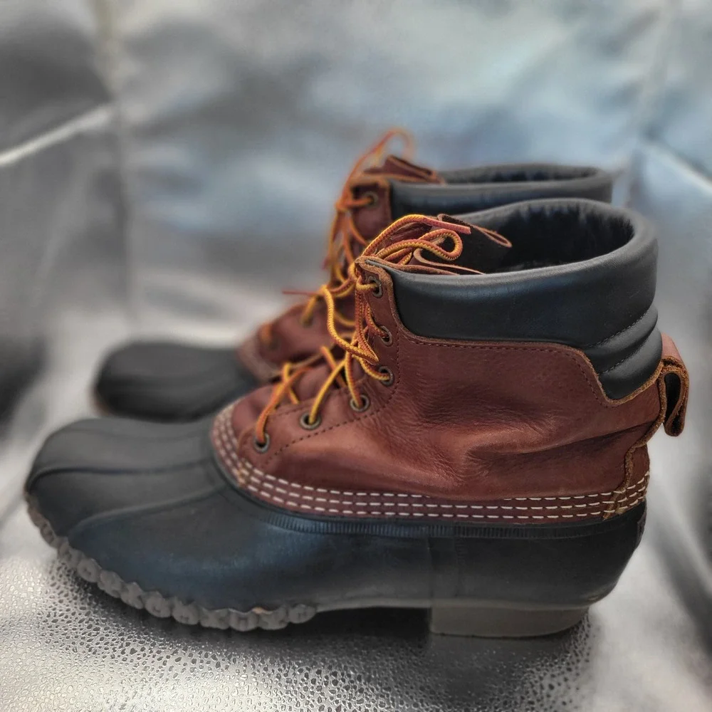 LL Bean Bean Boots Brown Black Leather Duck Boots Mens 11 M Made in USA 8